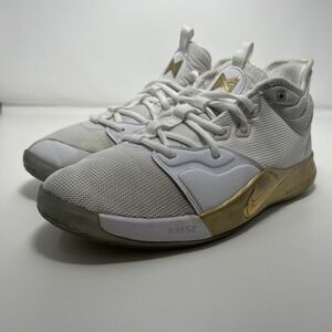 Nike PG 3 NASA Youth‎ Size 6.5, Women's Size 8 White Metallic Gold (CI8973 100)